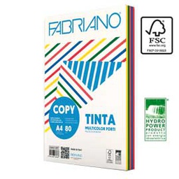 [67746] CARTA COPY TINTA MULTICOLOR A3 80gr 250fg mix 5 colori tenui FABRIANO