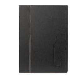 [71604] CARTA DEI VINI A4-24x34cm NERO TRENDY con 1 INSERTO DOPPIO