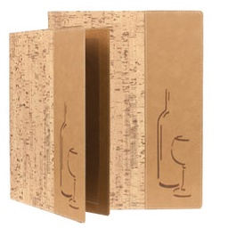 [71609] CARTA DEI VINI A4-24x34cm SUGHERO DESIGN con 1 INSERTO DOPPIO