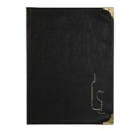 [71621] CARTA DEI VINI A4-31,5x24cm NERO in PVC BASIC con 4+2 BUSTE FISSE