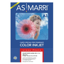[58564] Carta fotografica inkjet A3 180gr 50Fg COLOR PHOTO LUCIDA 8104 ASMarri