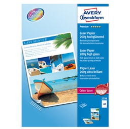 [48460] CARTA LASER A4 100fg 200gr PHOTO PATINATO EX.LUCIDO FRONTE/RETRO AVERY