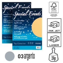 [53517] Carta metallizzata SPECIAL EVENTS A4 10fg 250gr argento FAVINI