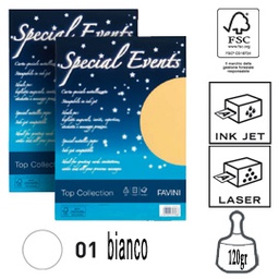 [53505] Carta metallizzata SPECIAL EVENTS A4 20fg 120gr bianco FAVINI