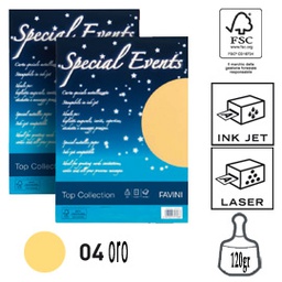 [53510] Carta metallizzata SPECIAL EVENTS A4 20fg 120gr oro FAVINI