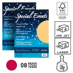 [53512] Carta metallizzata SPECIAL EVENTS A4 20fg 120gr rosso FAVINI